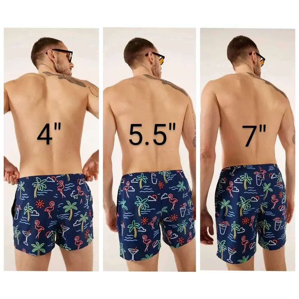 Chubbies Swim Trunks Mens L 7 Inch Neon Glades Alligator Shorts Boxer Liner